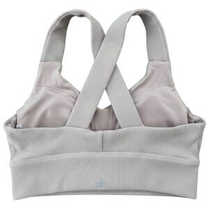 ALO Yoga Emulate Bra Silver Cloud Ribbed Crossback M